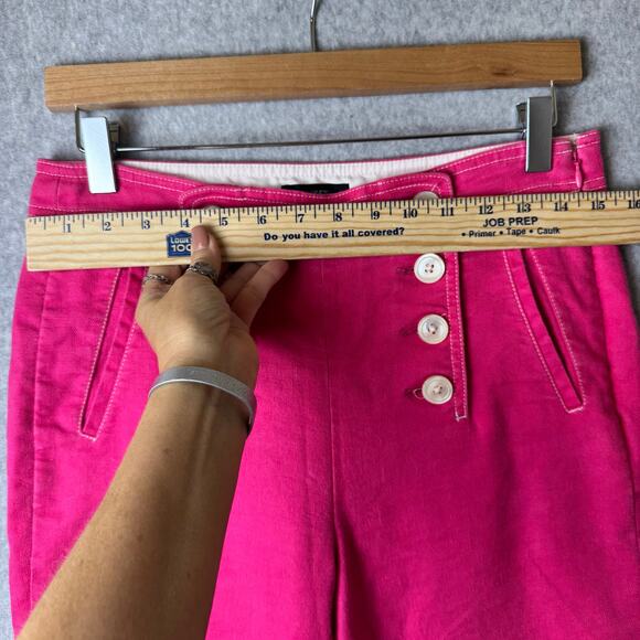J.Crew Peyton Sailor Pant Stretch Linen Size 6 Soft Fuchsia Pink Retro Preppy - Picture 10 of 15